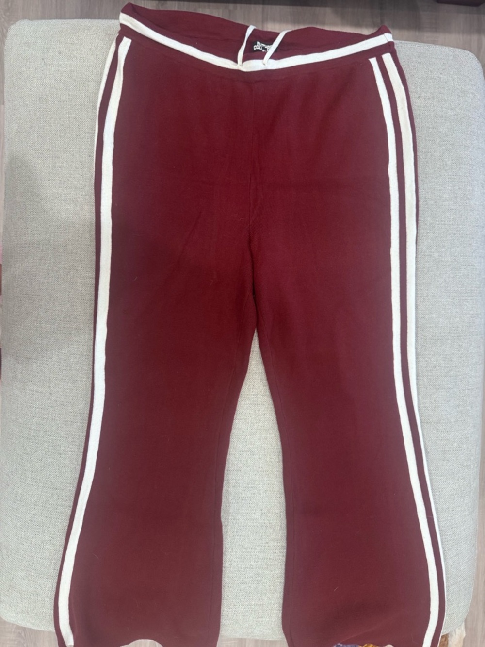 Women's Burgundy Leggings with White Side Stripes